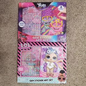 Trolls & L.O.L. Kids Gem Sticker Art Set 2 PC